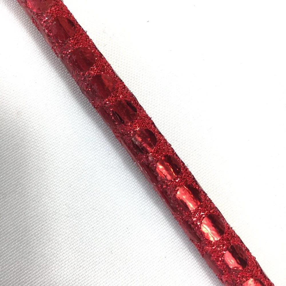 VENETIAN Red Sequin Mask w Red Feathers w/ Handle NWOT NOS